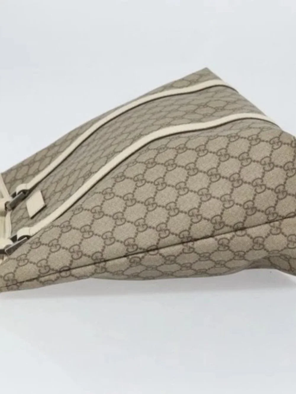 Gucci Beige Monogram Canvas Tote with Cream Leather Trim